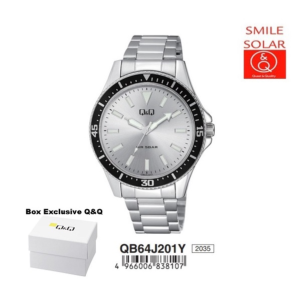 Jam Tangan Pria Business Casual Rantai Stainless Steel Analog Original Q&amp;Q QnQ QQ QB64 QB64J Series