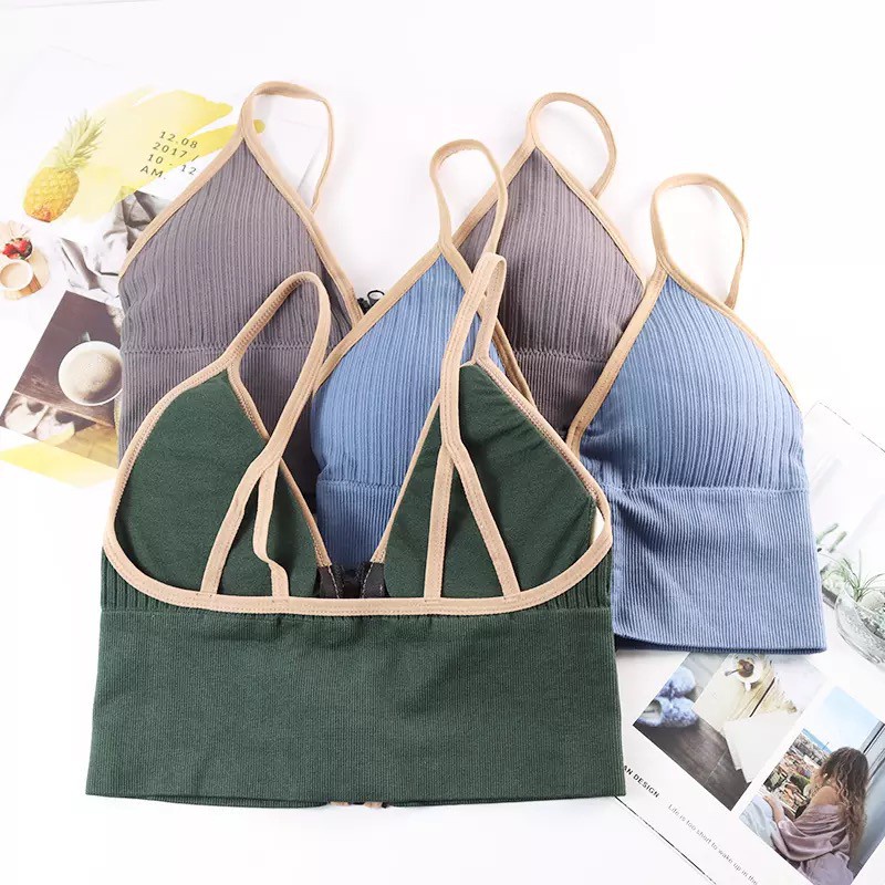 JT - TT001 Tank Top Yoga Wanita Bra Fashion Tanpa Kawat Elastis Pakaian Dalam Wanita Resleting