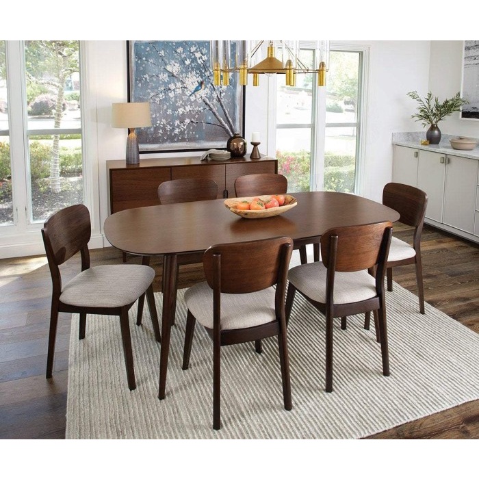 RAY Set Meja Makan Minimalis Scandinavian Modern Kayu Jati Busa Empuk - Meja + 4 Kursi