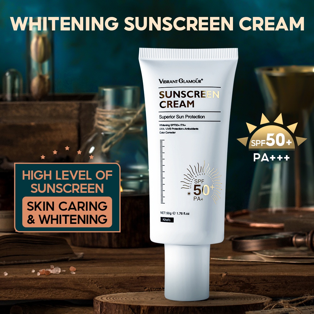 VIBRANT GLAMOUR SPF50 + Sunscreen UVA/UVB Tabir Surya Pemutih Krim Untuk Wajah dan Tubuh 50Gr - Whitening Sunscreen Cream Skin Protect Intensive UV Sunblock Cream