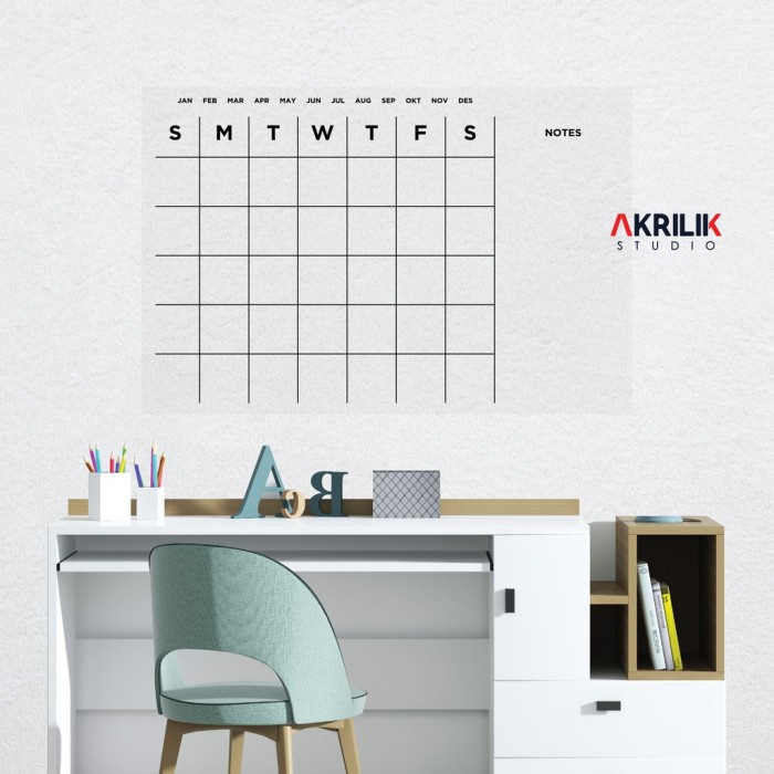 

Terlaris Monthly Planner Akrilik Wall Planner Dinding Schedule Board Bulanan