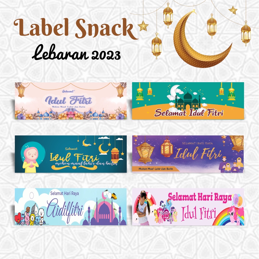 

LABEL SNACK LEBARAN BINGKISAN JAJAN IDUL FITRI (Bukan Termasuk Tali, Plastik, Uang & Snack )