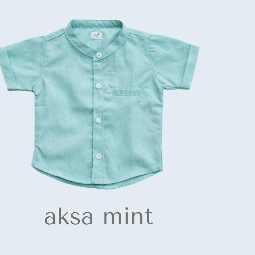 ♡ Iris Baby Wear - Atasan Kemeja Bayi Koko Anak Laki Laki Polos Lengan Pendek Bayi Kemko Anak Hijau 