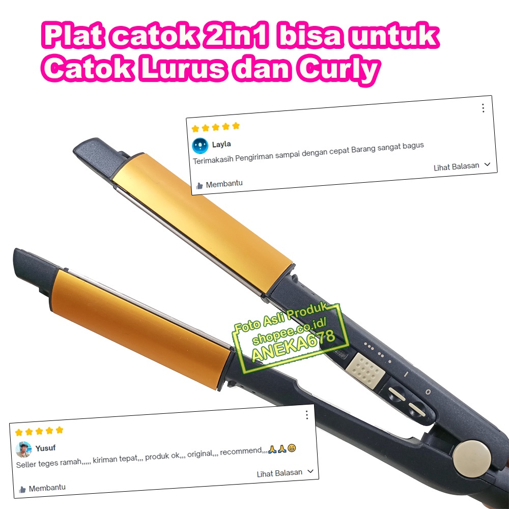 ALAT CATOK KOREA CATOKAN RAMBUT 2IN1 LURUS DAN CURLY KERITING ORIGINAL MURAH