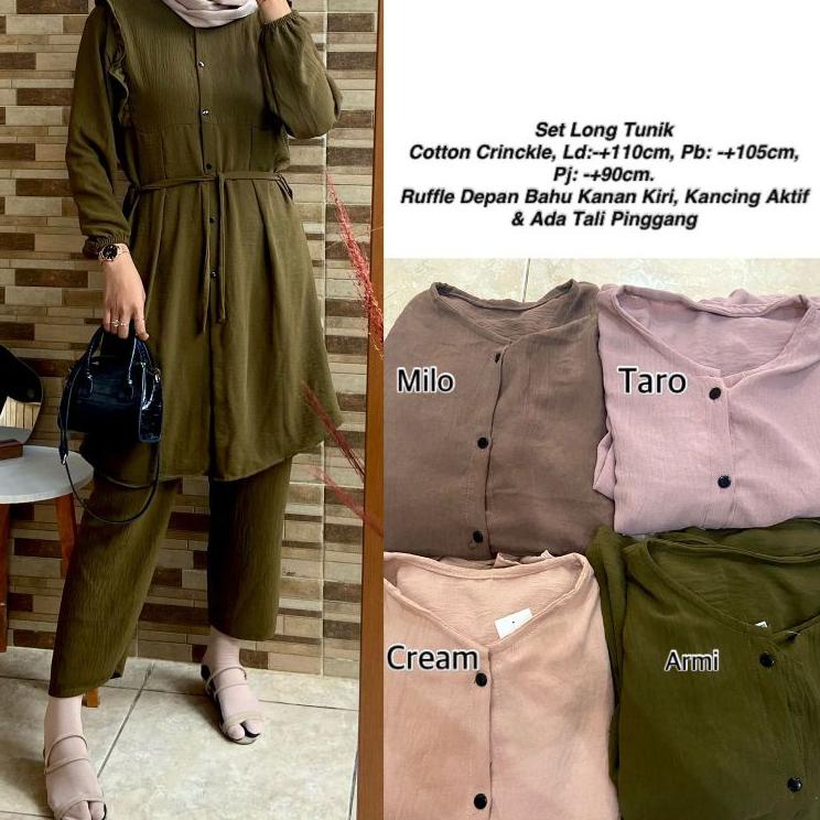 ❇ SETELAN LONG TUNIK CRINKLE ➨