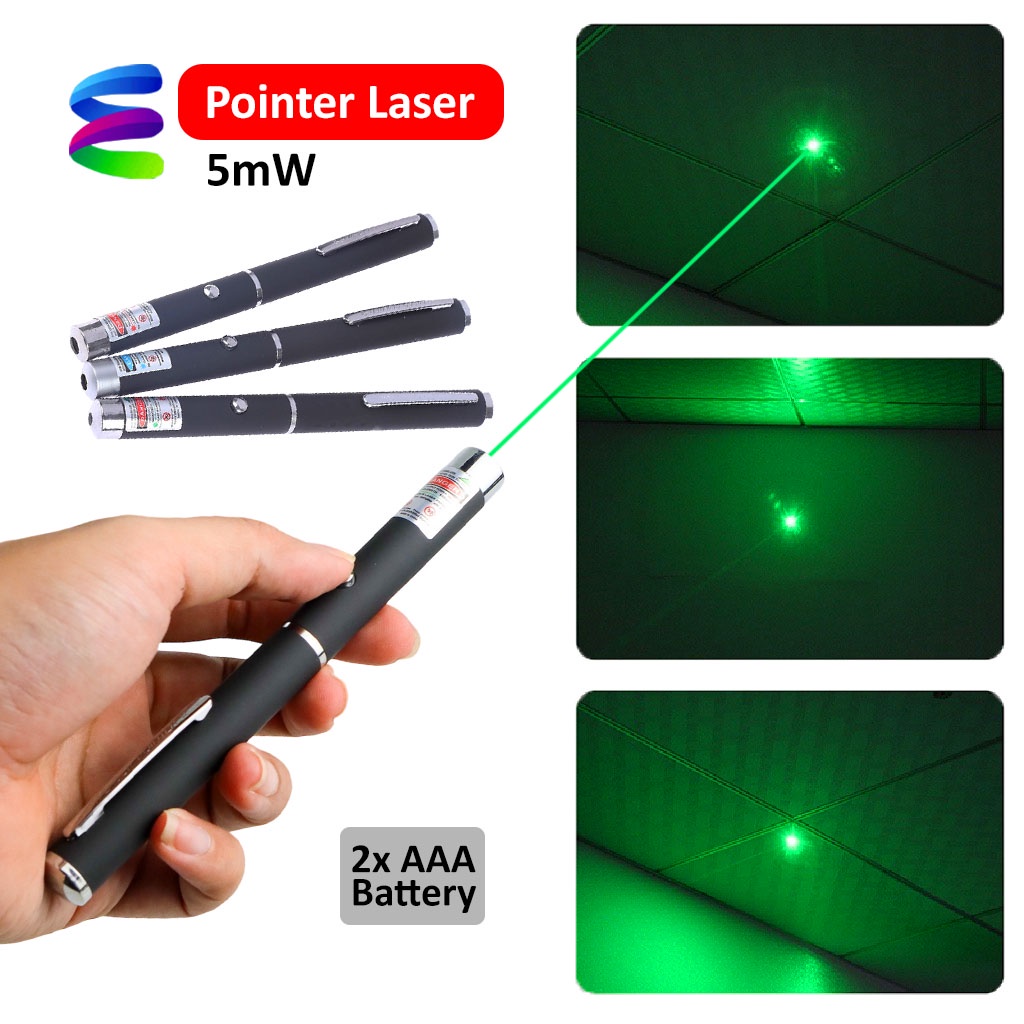 Pointer Laser Persentasi 5mW Warna Hijau / Penunjuk Papan Tulis Laser Pointer Hijau Jarak 100 Meter - 500 Meter Laser Hijau