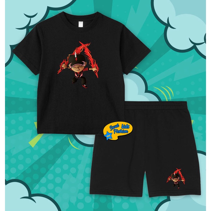 Setelan Anak Boboiboy Halilintar Baju Kaos Anak Boboi Boy Halilintar Set
