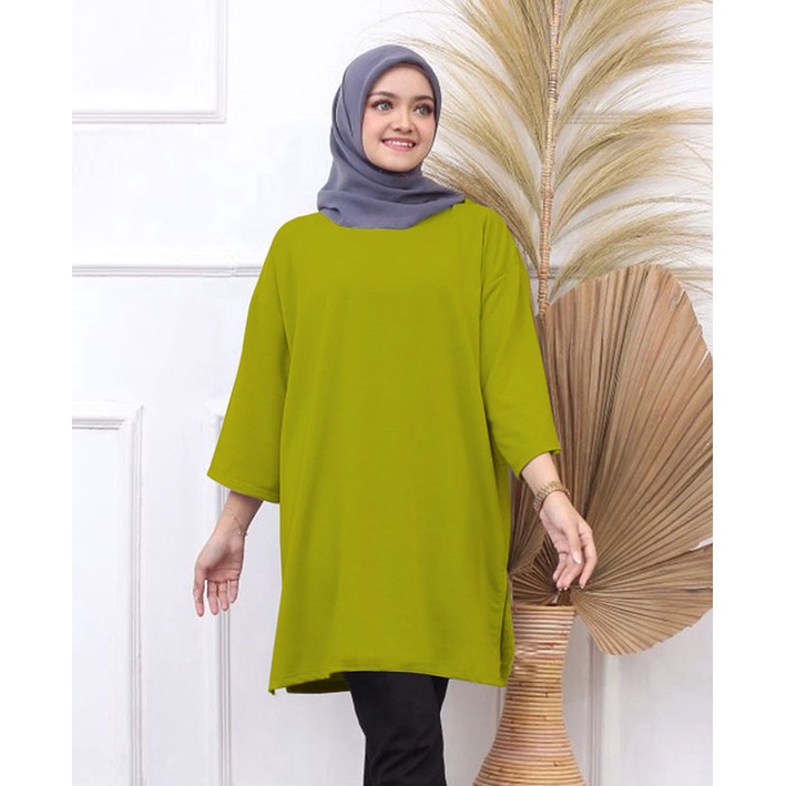 KAOS OVERSIZE TOP HIJAB WANITA BASIC POLOS / OVERSIZE  SLIT BLOUSE