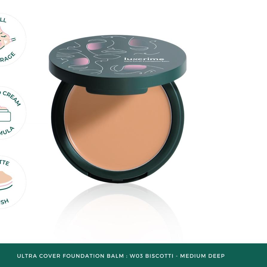 ➺ Luxcrime Ultra Cover Foundation Balm: W03 Biscotti - Medium deep ➲