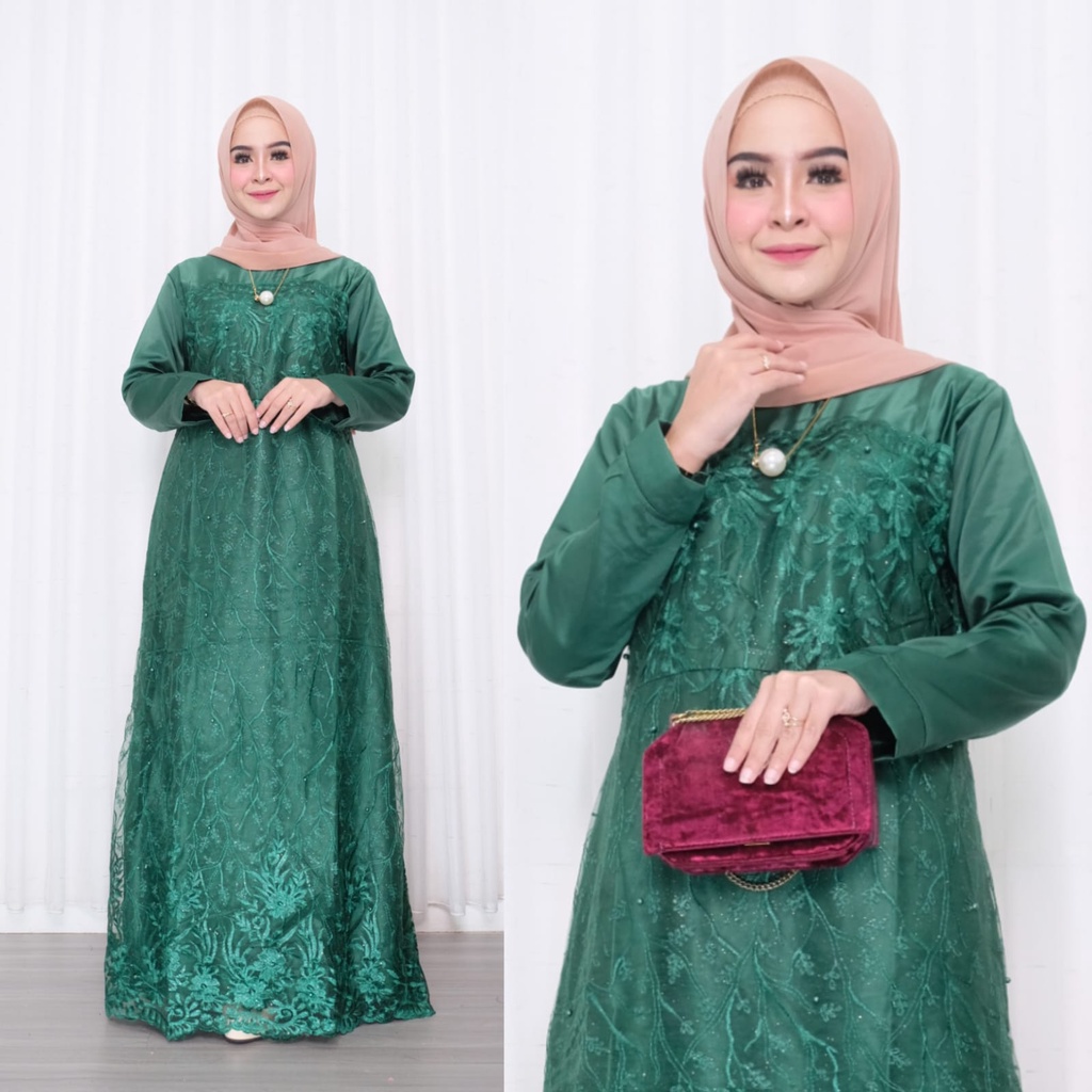 AURA GOWN DRESS BRUKAT PREMIUM JUMBO DRES REMAJA XXXL LD 120 GAMIS KONDANGAN TERBARU MURAH KONVEKSI GROSIR SERAGAMAN PERNIKAHAN LAMARAN PERNIKAHAN LEBARAN WISUDA TUNAGAN GOLD DUSTY NUDE MOCCA ROSE BROWN MILLO GREY MARUN BAJU MUSLIM JUMBO LD 120