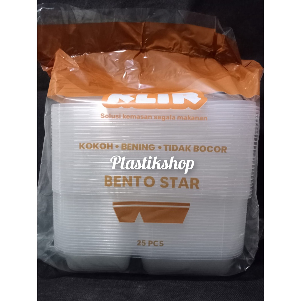 thinwall bento star klir isi 25pcs /3sekat / 4sekat / lunch kotak catering 25set