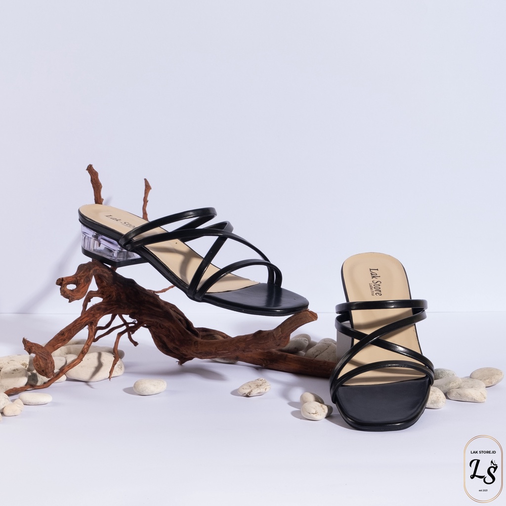 sandal heels wanita fanny / sandal hak kaca 3cm / sandal heels / sandal wanita