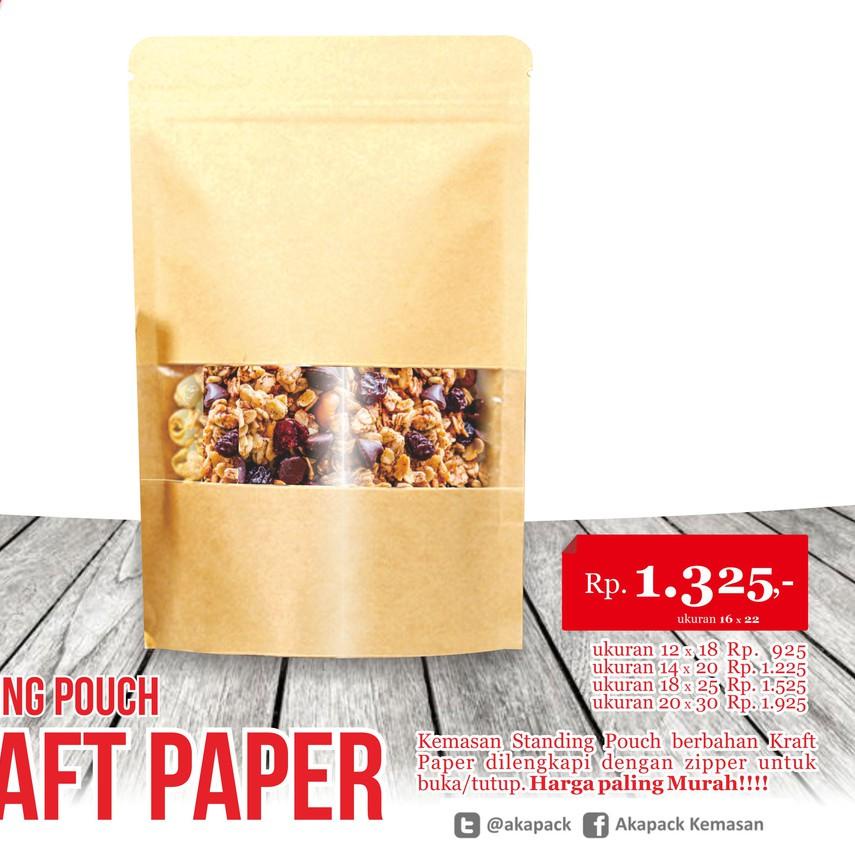 

➧ Spkw 16x22 kemasan Standing Pouch Kraft Paper Zipper isi ⅎ