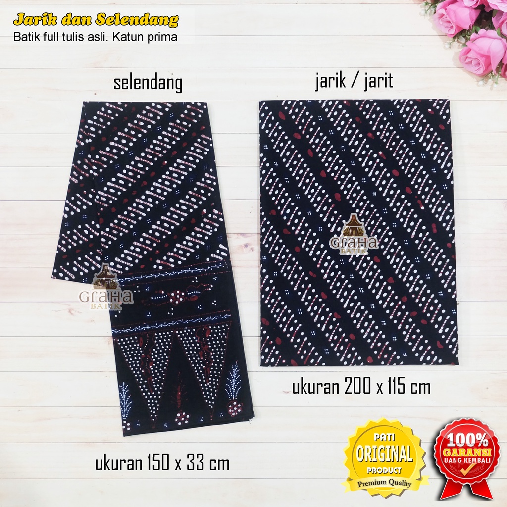 JARIK JARIT SELENDANG KAIN BATIK TULIS BAKARAN PAKAIAN BAJU ADAT PATI MOTIF PARIKESIT