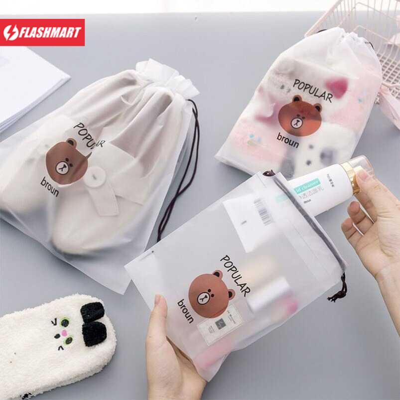 Flashmart Kantong Pouch Plastik Serut Organizer Drawstring Bag Size L 20x30cm - VB-71