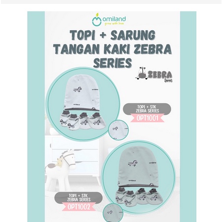 Omiland Topi Set Sarung Tangan Kaki Bayi Zebra Series - OPT 10012