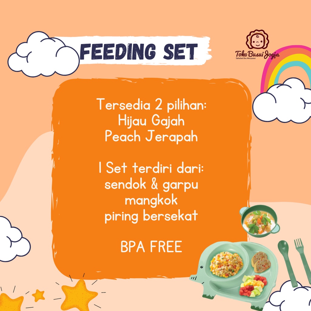 FS802 FS801 Feeding Set Baby Safe Babysafe Piring Sekat Mangkok Sendok Garpu Bayi Anak