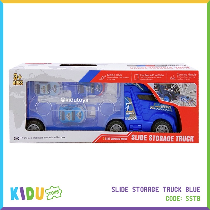 Mainan Mobil Mobilan Anak Laki laki Slide Storage Truck Blue Kidu Toys