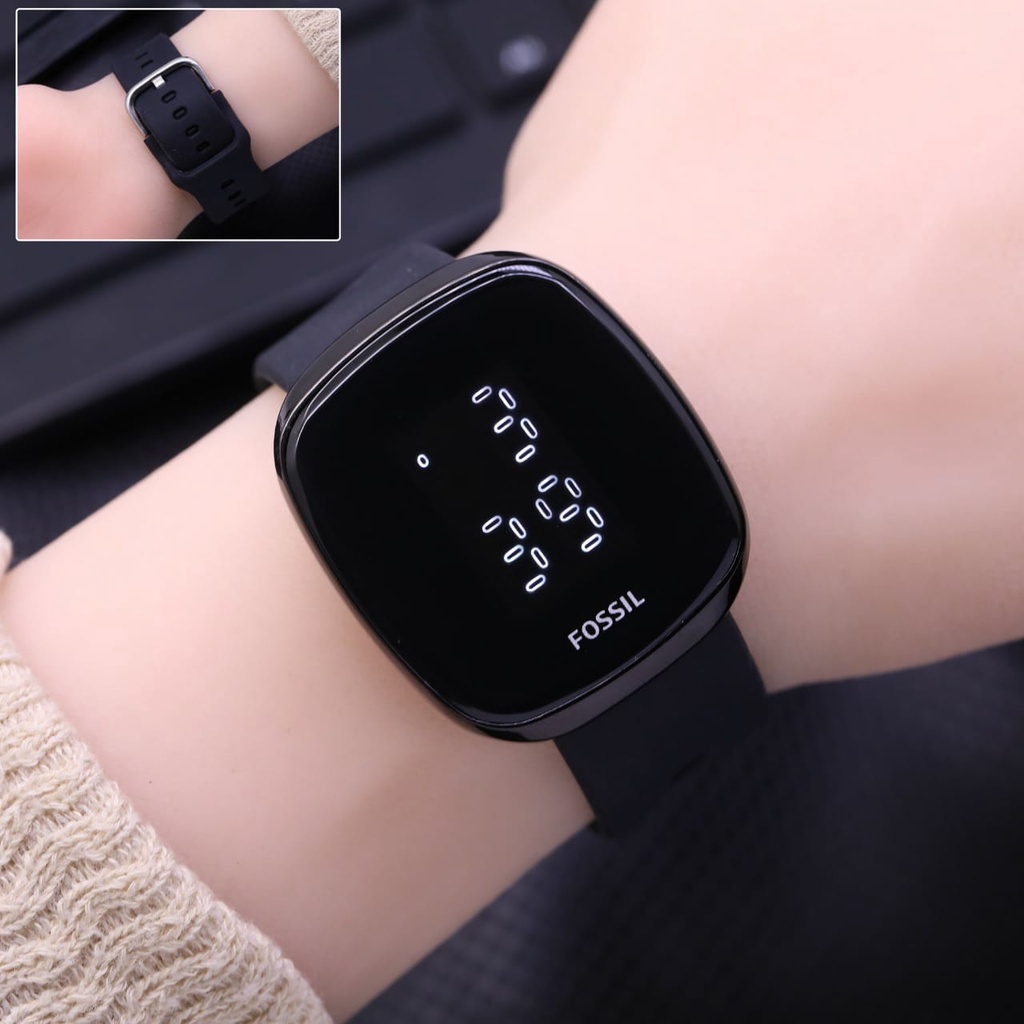 COD Jam Tangan Wanita Fos*il  Fs7490 TL Led Touch Screen digital Strap Tali Rubber M186