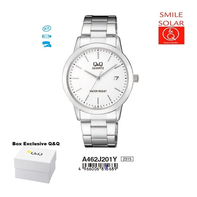 Jam Tangan Pria Business Casual Rantai Stainless Steel Tanggal Analog Original Q&amp;Q QnQ QQ A462