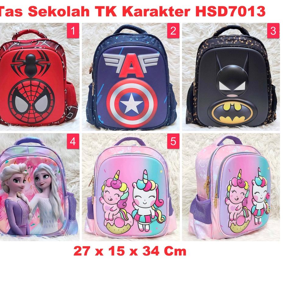 ➨ Tas Ransel Sekolah Anak TK Karakter Spiderman Frozen Unicorn HSD7013 toko-asemka ✰