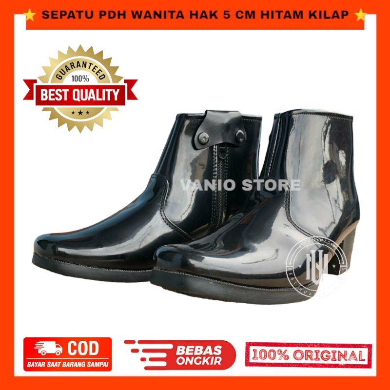 SEPATU PDH WANITA SEPATU PDH POLWAN SEPATU PDH SECWAN SEPATU PDH KOWAD SEPATU PDH SUS HITAM DOFF HAK 5CM BERKUALITAS