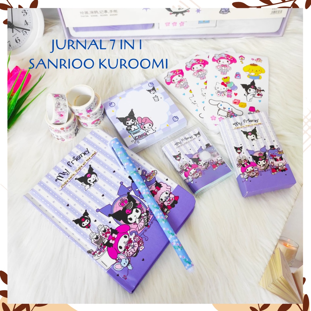 

SEPAKET JURNAL 7 IN 1 KARTUN SANRIOO KUROOMI PAKET ALAT TULIS UNIK LUCU IMUT KARAKTER GAMBAR GIFT BOX