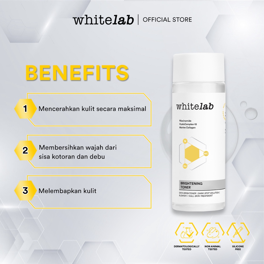 Whitelab 4pcs Brightening Paket Wajah - Facial Wash, Toner, Serum, with Cera-mug Moisturizing Gel Paket Skincare