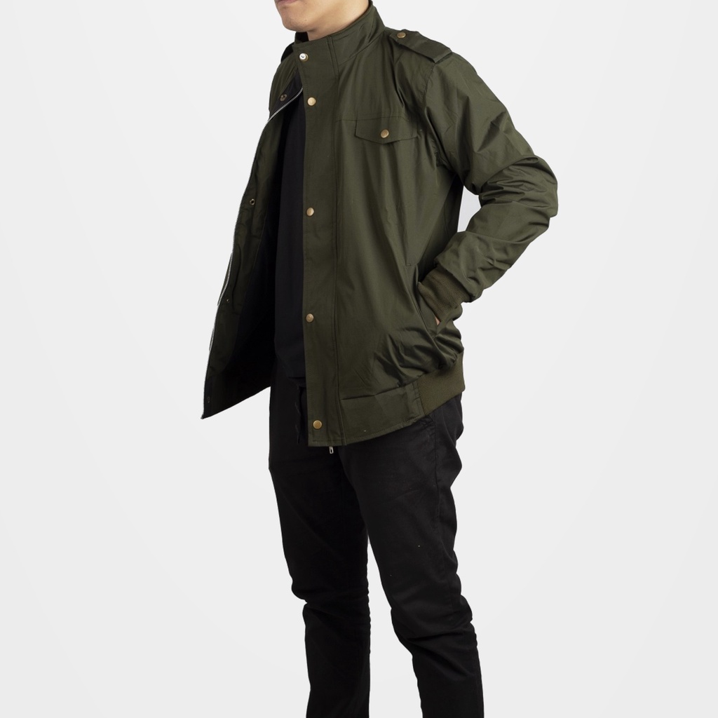 Jaket Army Parasut Polos - Slim Fit & Waterproof - Hijau Army
