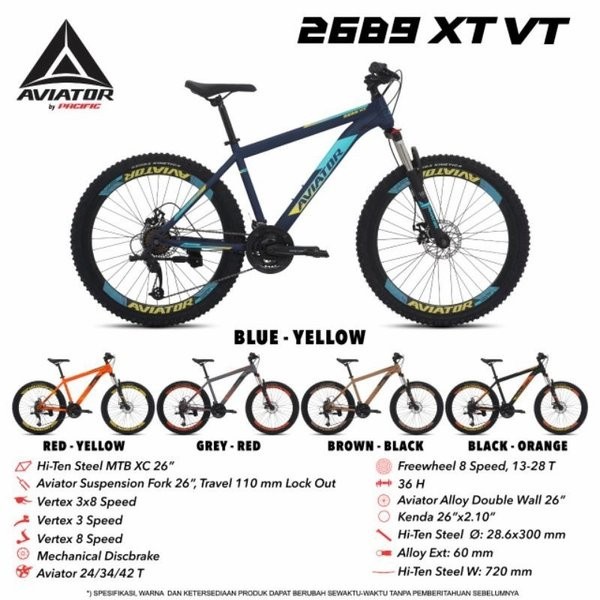 PROMO SEPEDA GUNUNG MTB AVIATOR AT 2689 XT VT UKURAN 24 INCH MTB BIKE - ONLINEPRATAMA88