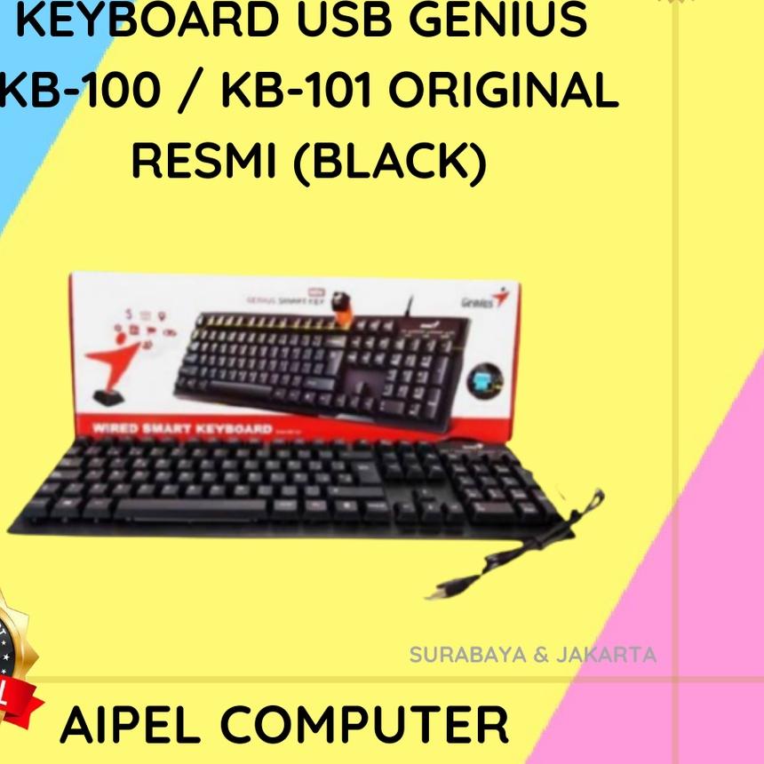 ✯ KB1 | KEYBOARD USB GENIUS KB-100 / KB-101 ORIGINAL RESMI (BLACK) ✵