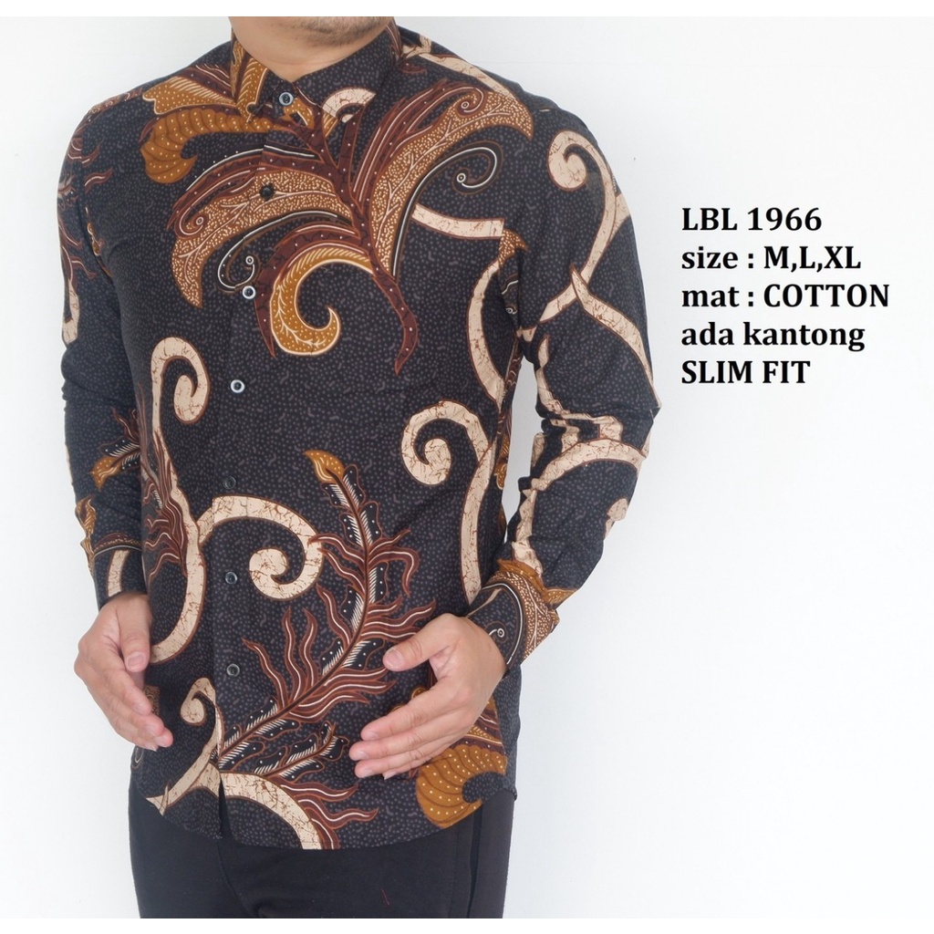 Baju Batik Pria Slimfit Kemeja Lengan Panjang Hem Slim Fit LBL 1966