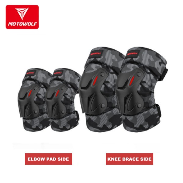 deker lutut Elbow Pad Deker Lutut Knee Pad Motowolf Pelindung Tangan Kaki Motor - Camo, SIKU(A7P9) p