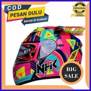 perkakas PROMO NHK TERMINATOR MOTIF FLUO PINK FLUO ORIGINAL HELM FULL FACE SNI TERMURAH 140ZZ3