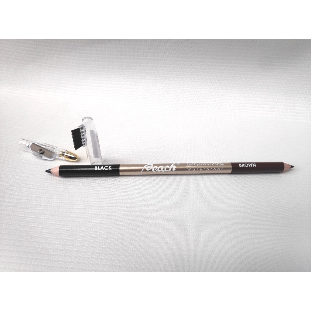 Peach 2in1 Eyebrow Pencil Waterproof Black &amp; Brown / BPOM