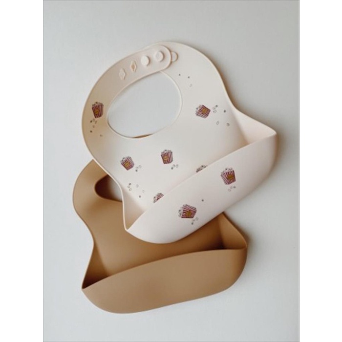 Celemek Konges Slojd Silicone Bib 2 Pack - Popcorn/Light Brown