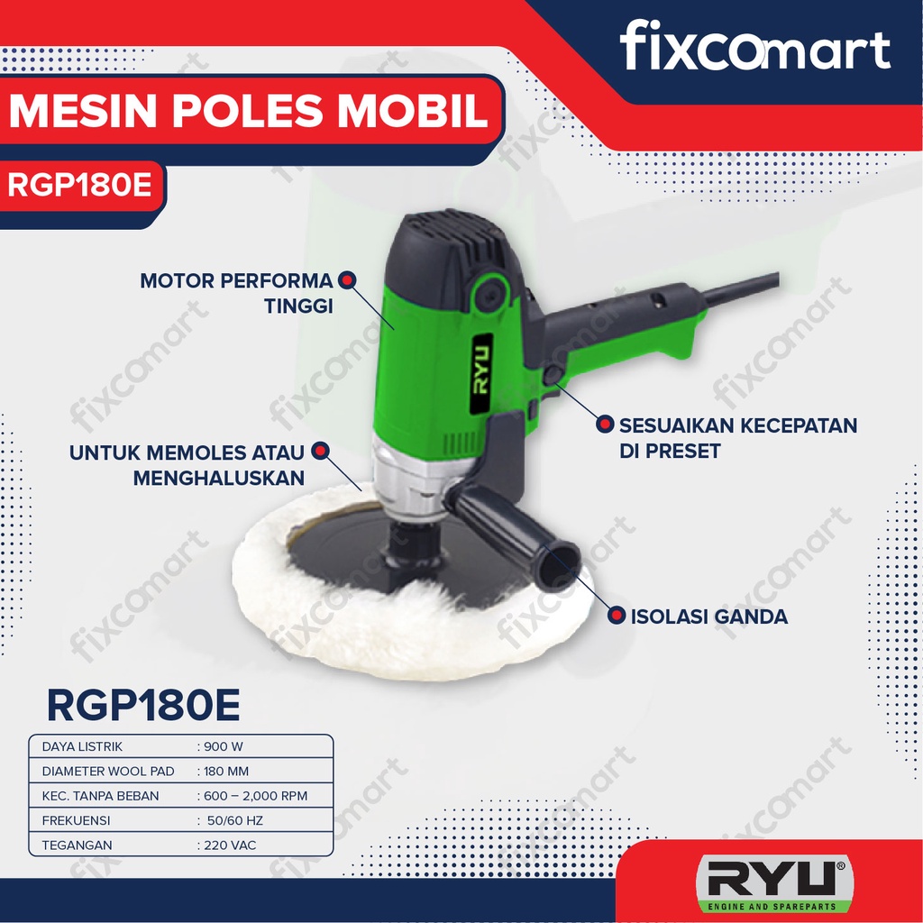 Ryu Gun Polisher / Mesin Poles Mobil Rgp180E / Rgp 180E / Rgp 180 E