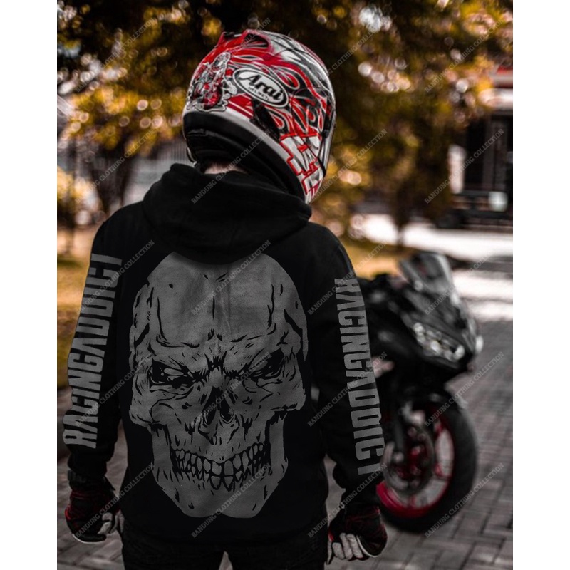 Sweater Hoodie Pria Prostreet Premium Distro / Sweater Hoodie Prostreet Black Skull Bahaan Katun