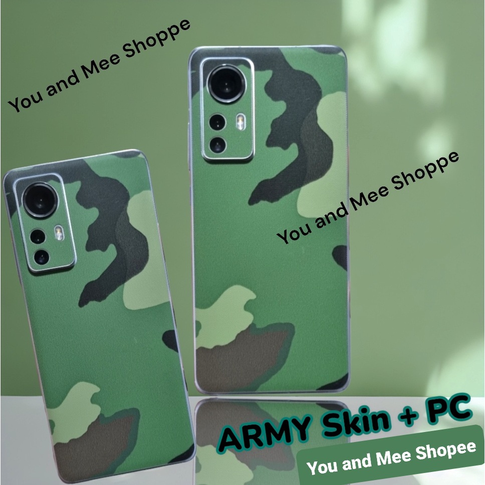 ARMY  Skin Back Casing Samsung A15 A55 A35 A25 A54 A34 A24 A14 A53 A52 A52s A51 A50 A50s A73 A72 A71 A70 A33 A32 A31 A30 A30s A23 A22 A21 A21s A20 A20s A13 A12 A11 A80 A8-2018 Garskin Belakang Hijau Motif Tentara Bagus Anti Jamur Sticker Murah HP 5G 4G S