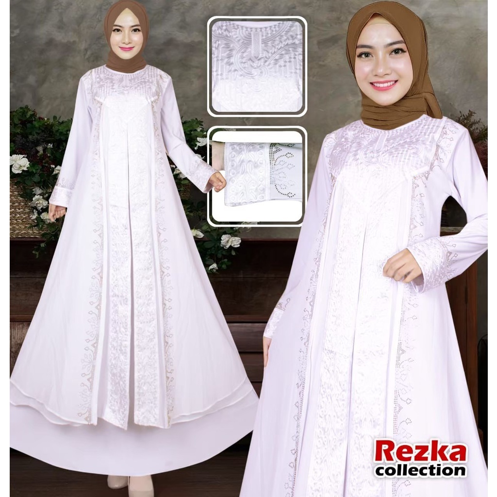 Abaya putih modern elegan/Abaya turkey putih simple mewah  jersey miix ceruty baby doll import/Gamis