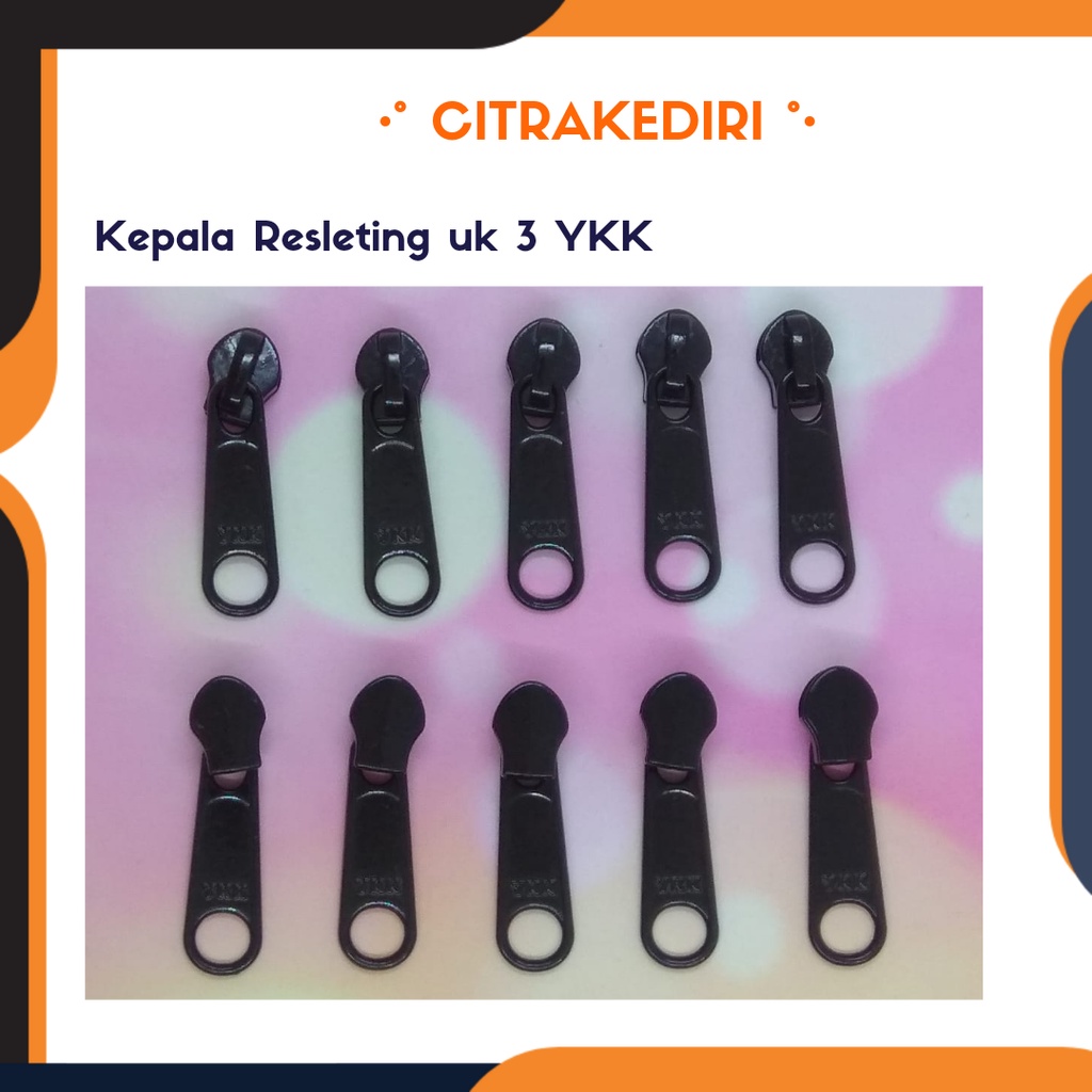 Kepala Resleting YKK Uk 3 Hitam - aksesoris souvenir - hiasan - tas wanita