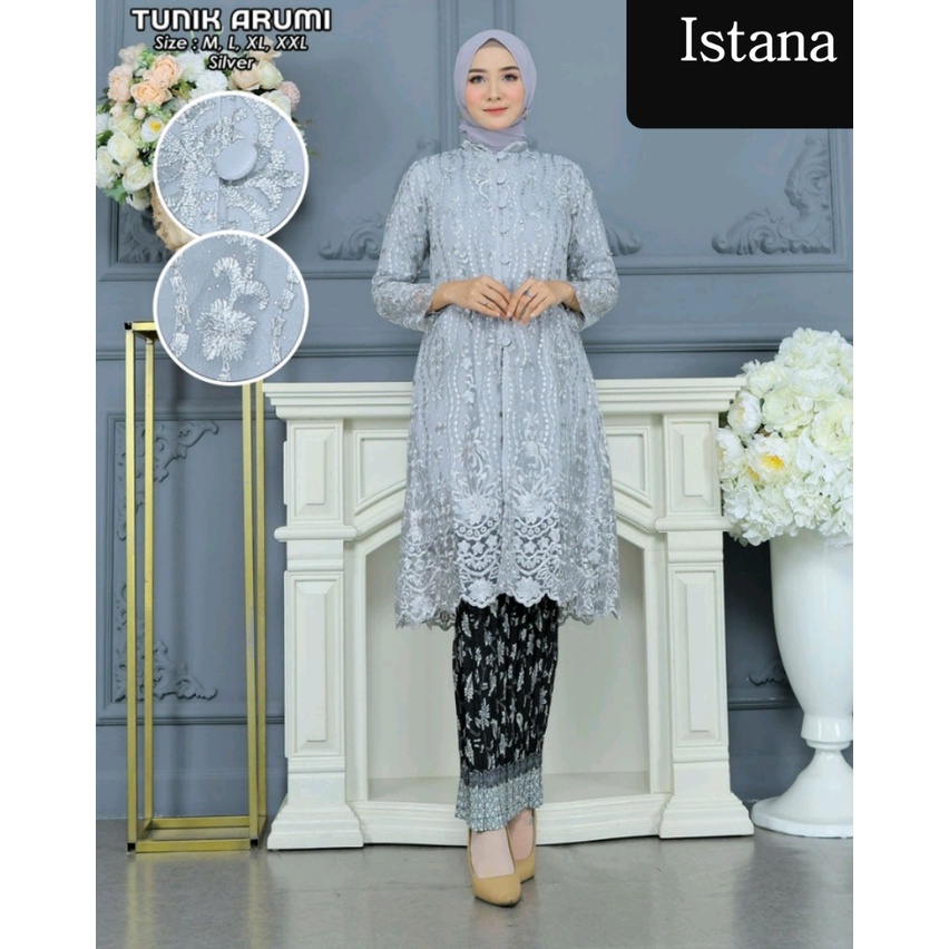 Ready Set Tunik Kancing depan Modern by Istana Kebaya//Kebaya Terbaru//Baju Kebaya/Kebaya Termurah/Kebaya Pesta Terbaru/baju kebaya/pakaian wanita//pakaian tradisional/set kebaya