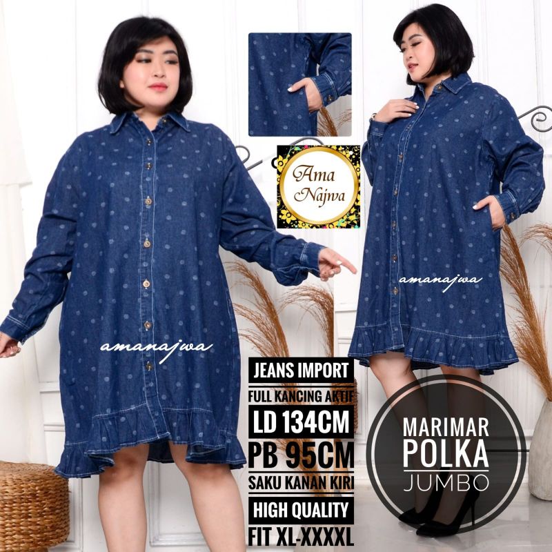Tunik Jeans LD 130 Fit XXXXL Jumbo Model Terbaru 2022 2023 Baju Atasan Wanita Bigsize Oversize Kekin
