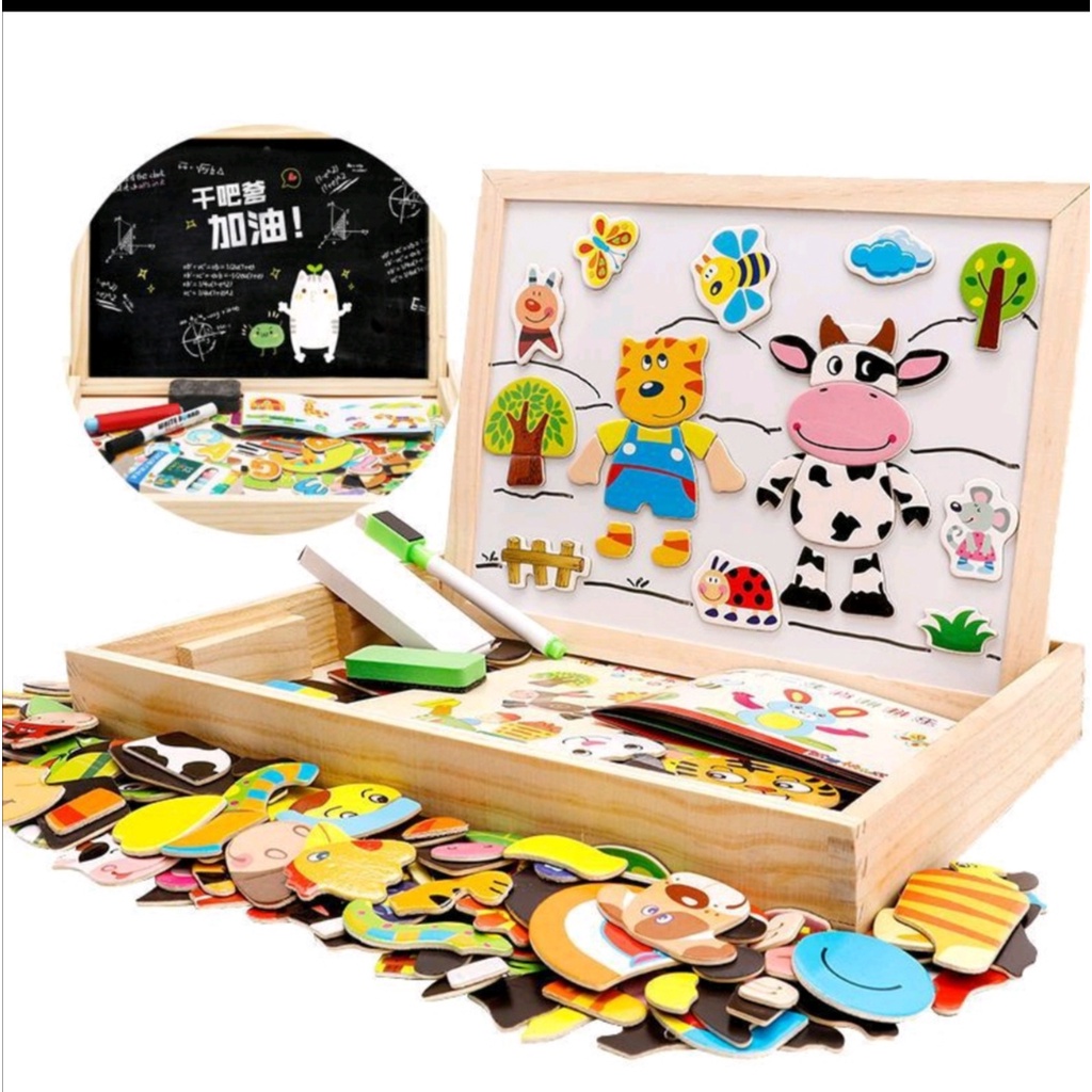 Gober - Mainan Edukasi Papan Tulis Puzzle / Educational Puzzle board / Magnetic Puzzle 3D Jigsaw