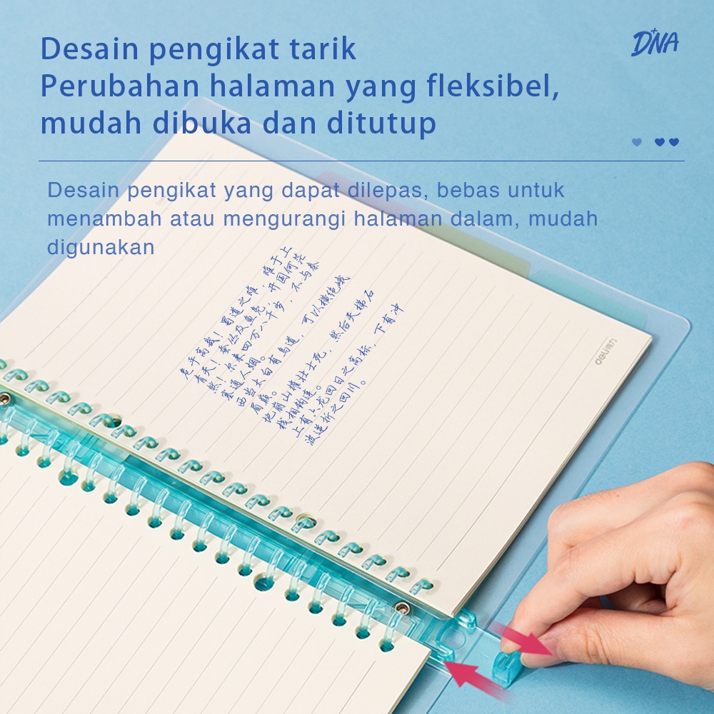 Deli Loose Leaf Book / Binder A5/B5 Isi 60 Halaman Cover Transparan Warna Pastel QHA560 QHB560