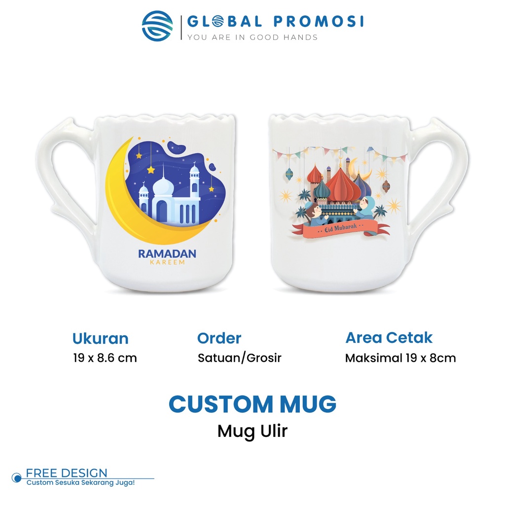 Mug Custom Mug Ulir/Bunga Printing Satuan/Grosir Tanpa PO Express Khusus Pengiriman Ekspedisi