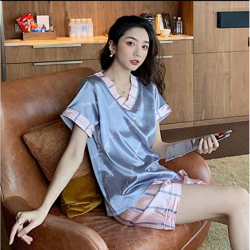 RULIF Hotpant piyama wanita satin import Vneck