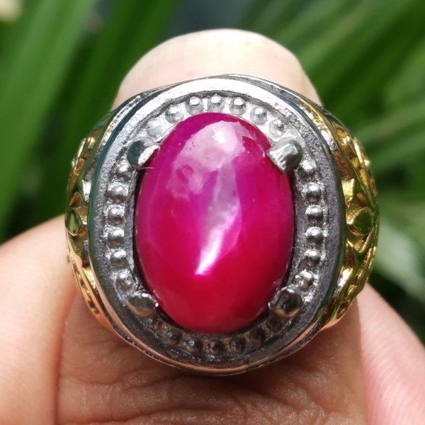 Batu Akik Cincin Titanium Fosil Kerang Merah Muda Pink Unik 3s101
