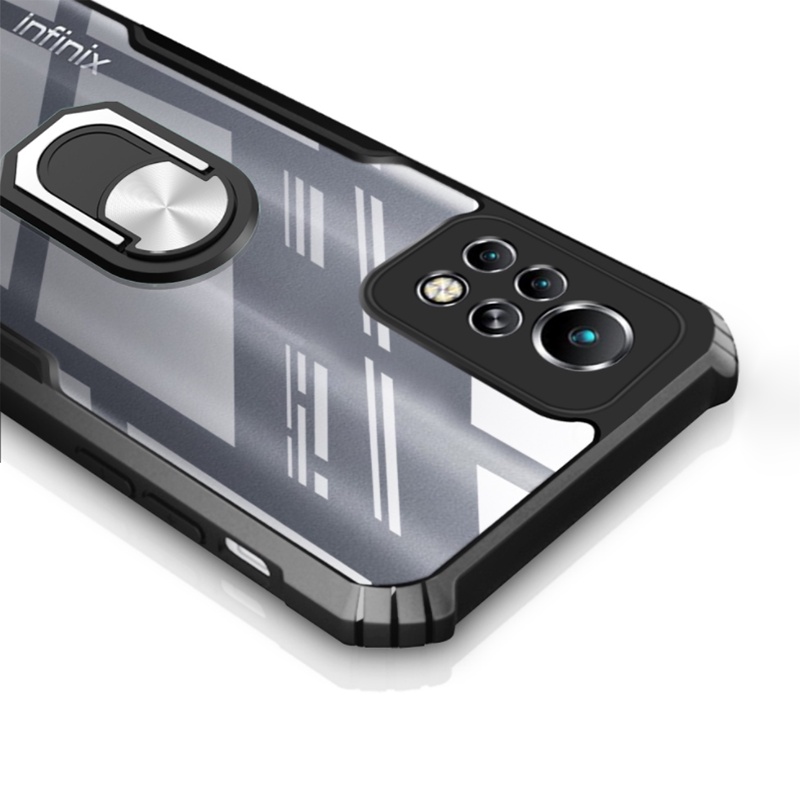 Transparan Holder Case Infinix Smart 5 6 HOT 12 11 10 Play 12 Pro 12i Note 12 Pro Note 12 G96 Casing Ring Anti Jatuh Stand Penyangga SoftCase