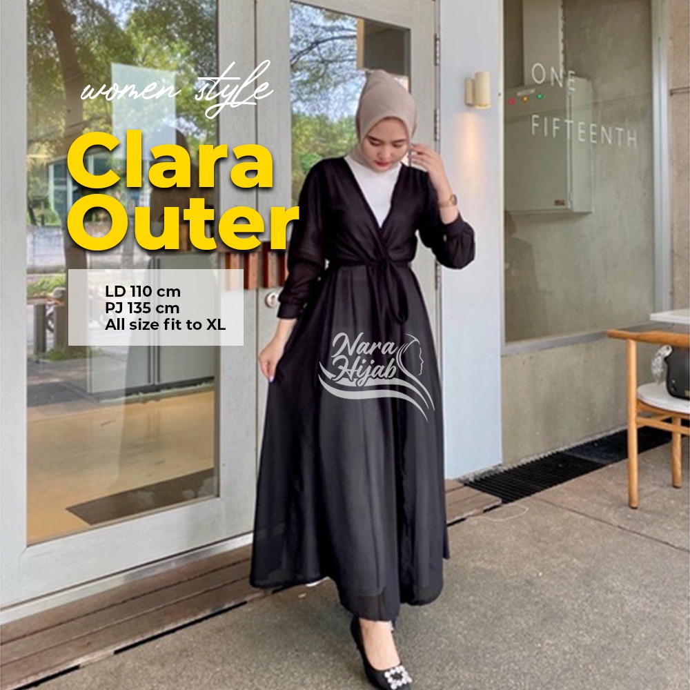 Outer Wanita Panjang Ceruty Premium Clara Outer Cardigan Kekinian Jumbo Terbaru